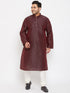 Vastramay Men's Plus Size Wine Silk Blend Kurta Pyjama Set